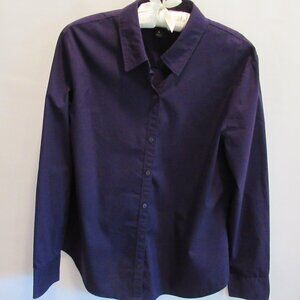 Worthington purple cotton blend long sleeve button front shirt *Sz L*